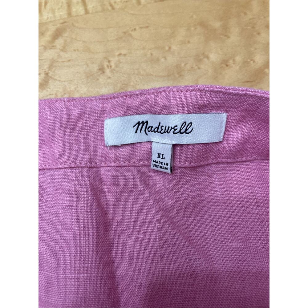 MADEWELL Linen Square Back Crewneck Top Short Sleeve Shirt Light Pink size XL - Picture 16 of 16